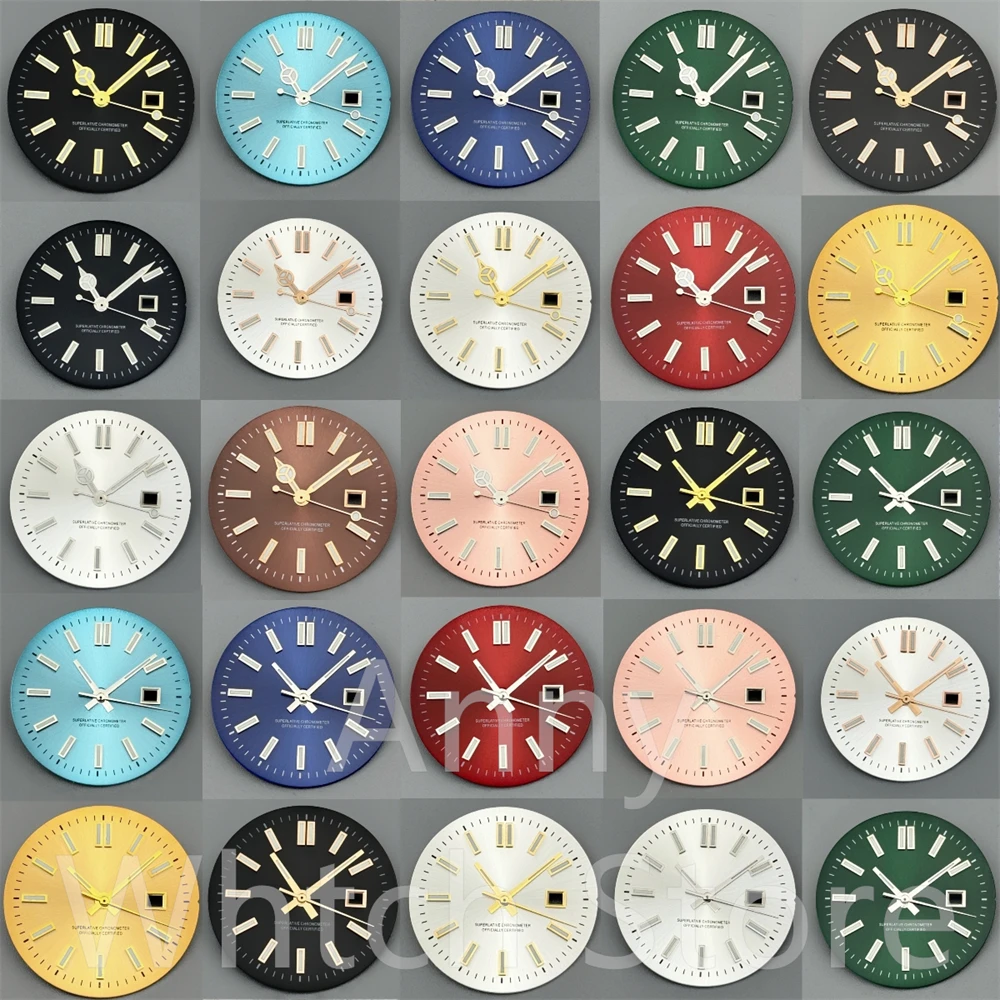 Reloj NH05 de 24,5mm para mujer, conjunto de mano con esfera, blanco, verde, rojo, cielo, biue, oro rosa, esfera de oro rosa compatible con movimiento NH05 para reloj de mujer