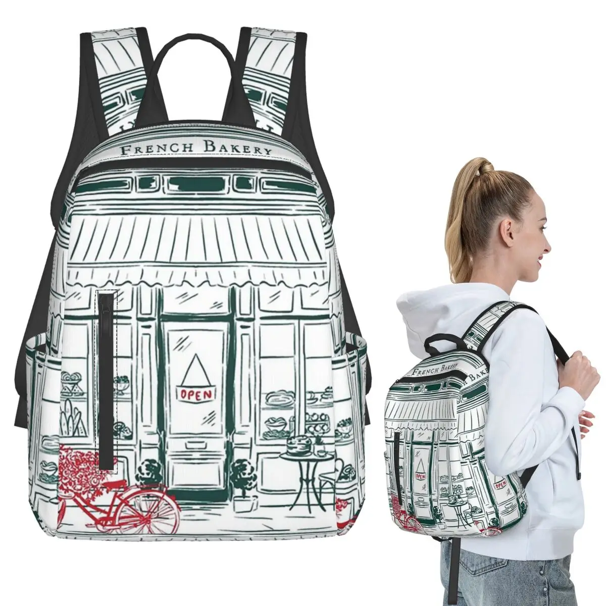

Рюкзак для французской пекарни, студенческая сумка для книг для мальчиков и девочек, детская школьная сумка, компьютерные сумки на плечо для мужчин и женщин