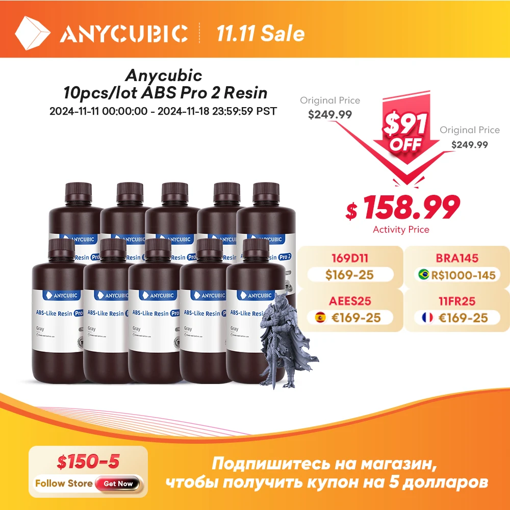ANYCUBIC Hars ABS Pro 2/Water Wash/ECO Plant Hars 405nm UV Hars 10kg Voor LCD 3D Printer Materiaal
