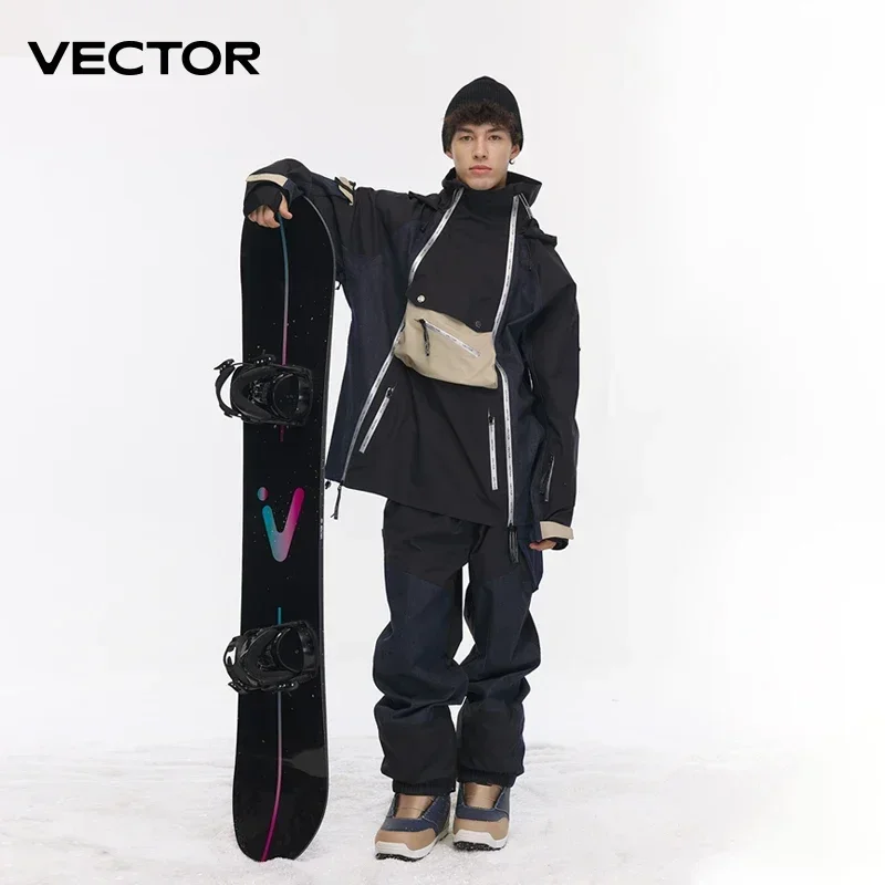 VECTOR 3L Double Zipper Ski Suit Set Women Man Winter Women Jackets and Pants Warm Waterproof Women  Outdoor Ski Bike Camping