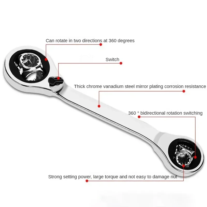 Multifunctional Ratchet Socket Wrench Portable Multi-head Wrenchs Professional Work Tool Accessories Hand Tools Ratchet Wrench