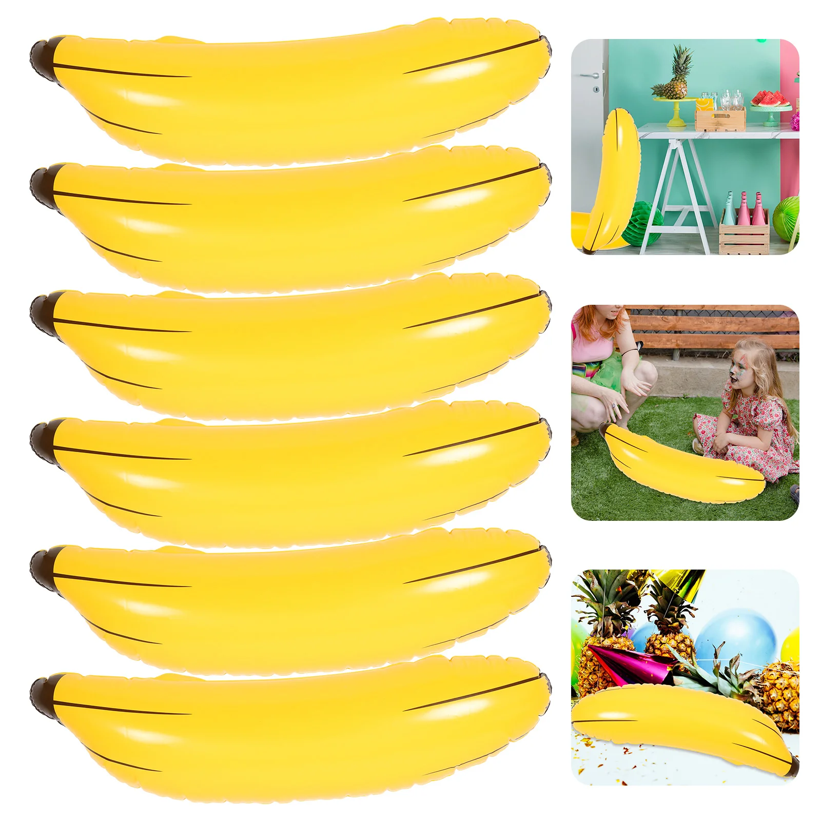 

6 Pcs Inflatable Banana Toys Pvc Banana Props Creative Banana Model Toy Educational Fruit Prop Balloons Accessories
