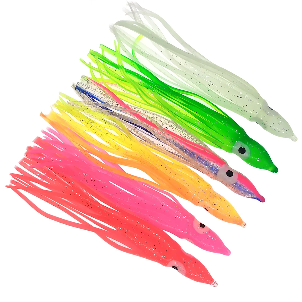 50 Esche Morbide Luminescenti A Forma Di Polpo – Gonna Fluorescente Per Trolling E Pesca In Acque Salate