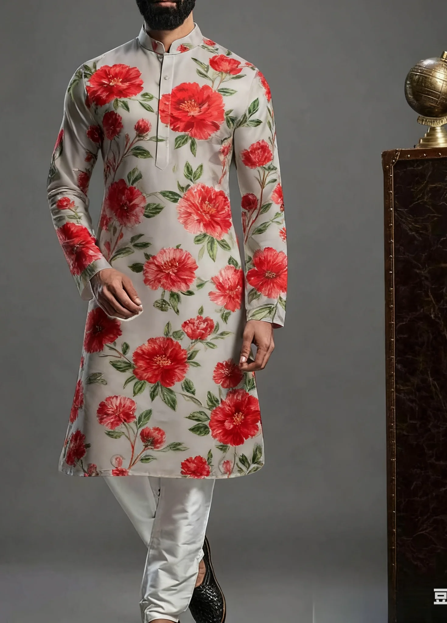 2025Kurt Men's Digital Printed Patterns with Multiple kurta vardha Fashionable Casual Fit Regular Robe Suitable for All Occasion