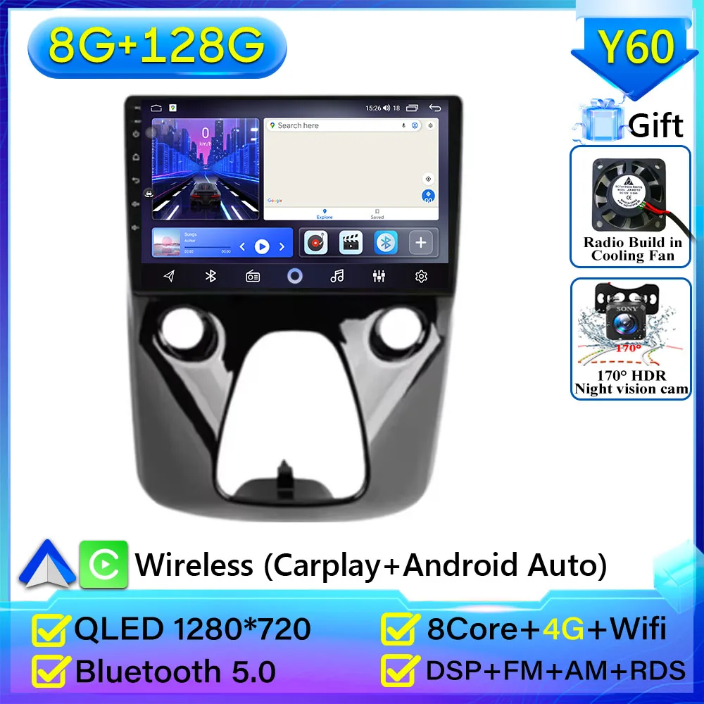 Voor Toyota Aygo Peugeot 108 Citroen C1 2016-2020 Autoradio Android 16 Navigatie GPS Android Auto Stereo Carplay scherm Unit 2 K