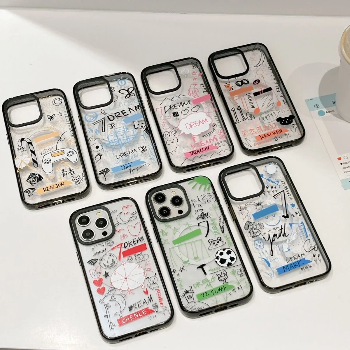 

Korean Fashion Dream 2.5 Acrylic Black Border Phone Case Cover for IPhone 12 13 14 15 Pro Max Case