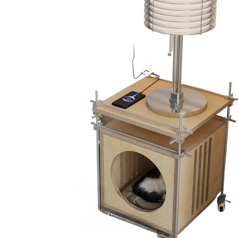 

Sofa side cabinet, birch ocean board aluminum extruded material, living room side food locker