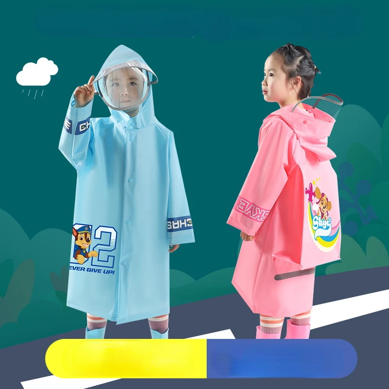 Paw Patrol Children Raincoat Boys Full Body Anime Figure Patrol Canine School Students One-piece Lightweight Waterproof Clothing