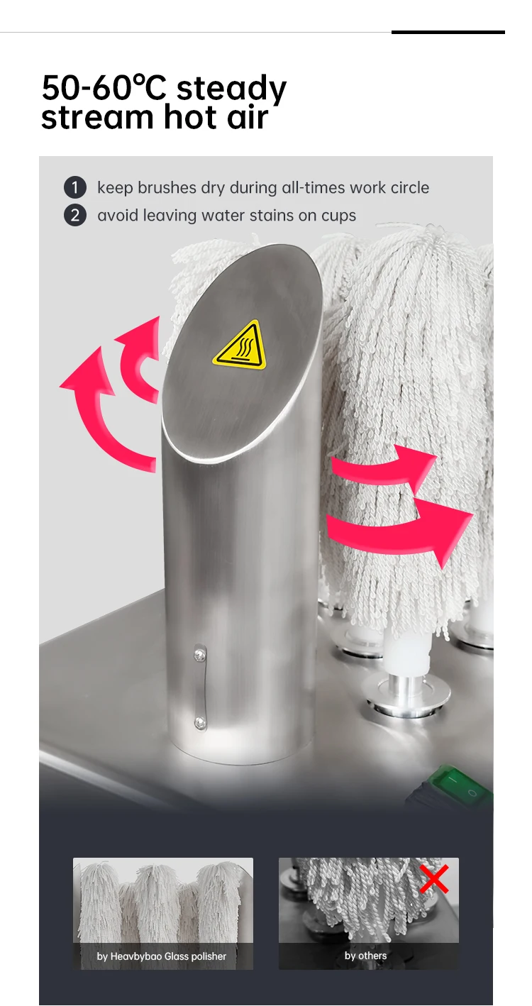 

Heavybao Commercial Stainless Steel Barware Polisher Electric Heavy- Glass Polisher for Hotels and Restaurants