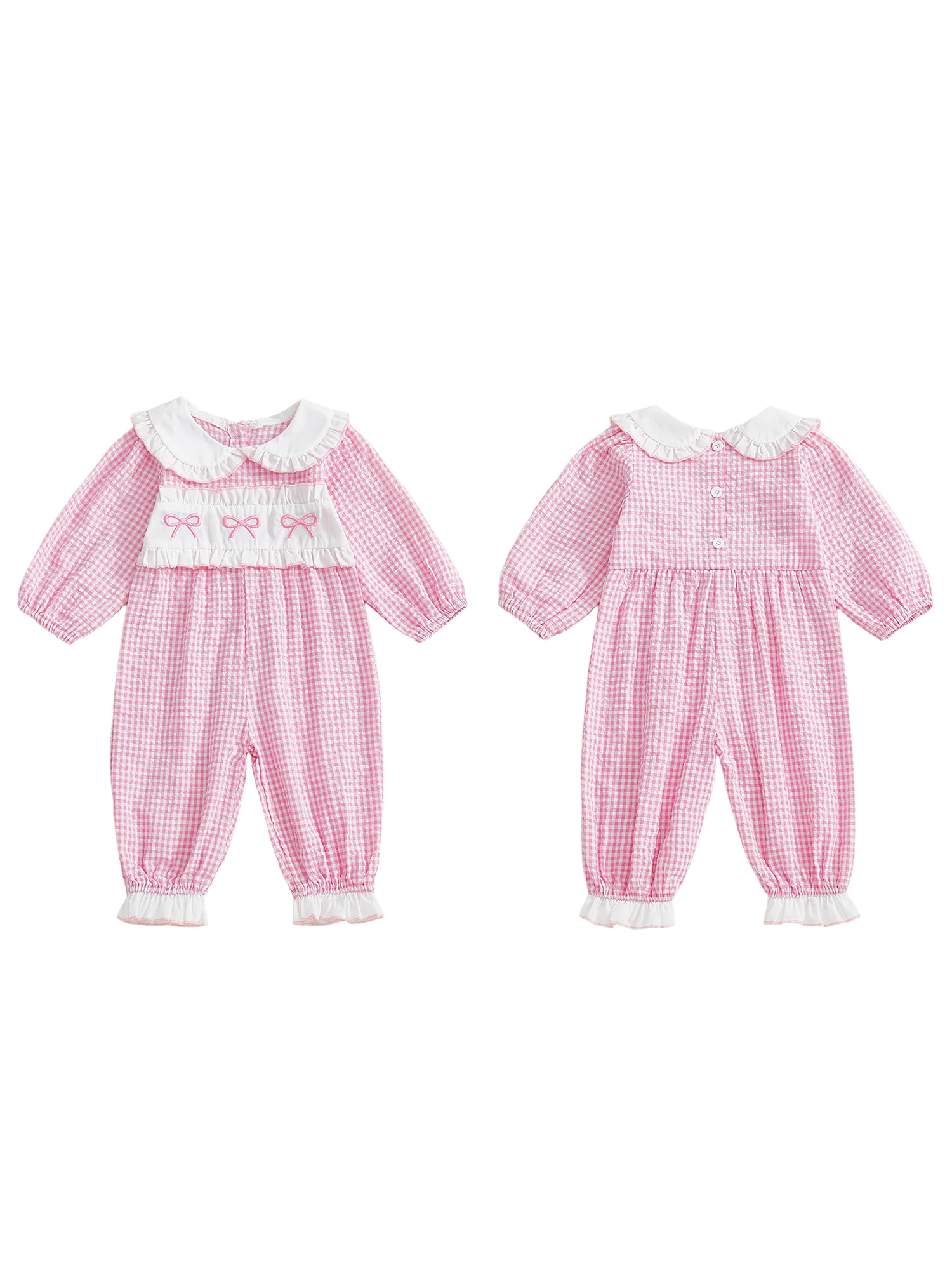 

Adorable Baby Girls Winter Romper Stylish Floral Embroidery Ruffle Sleeve Jumpsuits for Toddler Infant Trendy Outfits