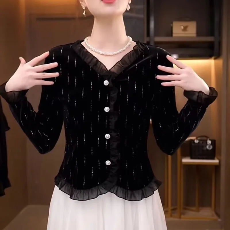 

Faionable Small Size Women's Irt Bla Spring Early Season High-End Feel Lady Trendy Top Sweet Slim Fit TT568