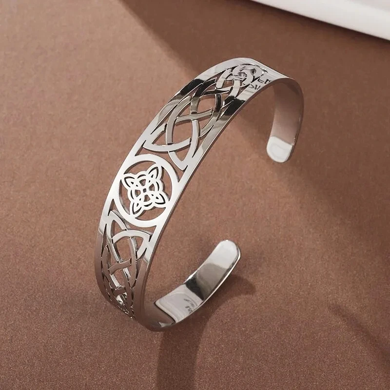 Stainless Steel Witchcraft Witch Knot Cuff Bracelet Pagan Symbols Magic Knot Amulet Bracelet Celtic Knot Good Luck Jewelry