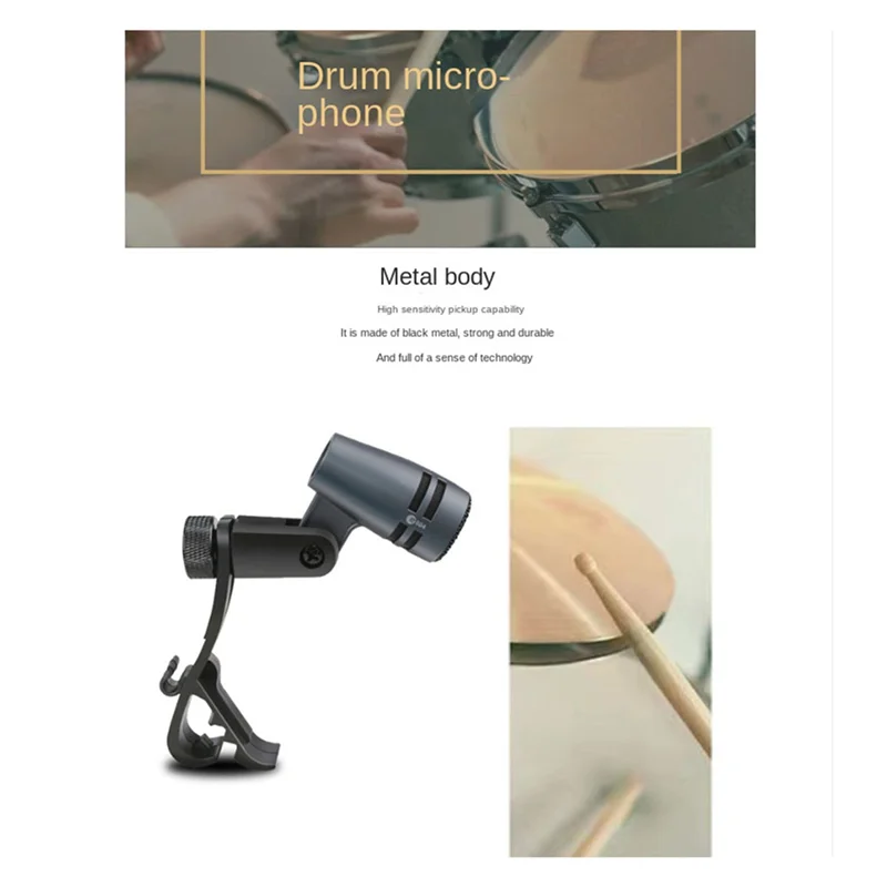 

ELECT-4X E604 Wired Dynamic Microphone Cardioid Instrument Drum Microphone With Clip Arm Mount Suitable For Drums Instruments