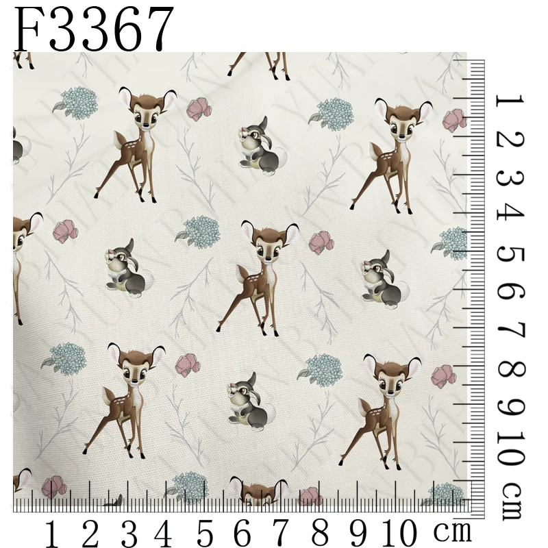 Half yard 45X145cm Print Polyester cotton bambi fabric character DIY Handmade material F3367