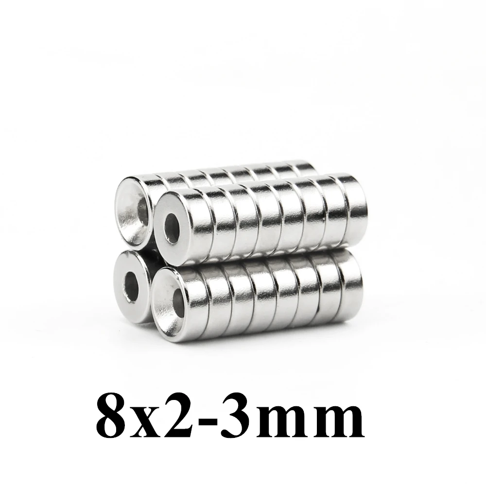 

500pcs 8x2mm hole: 3mm Super Strong Round Neodymium Countersunk Ring Magnets N35 Neodymium Magnet