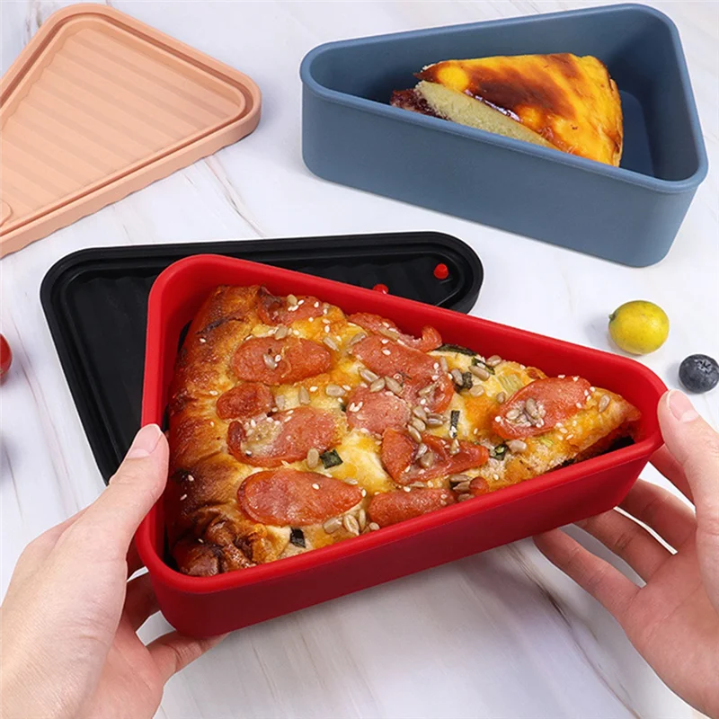 Pizza Leftover Storage Container,Pizza Organizer Box Save Space Reusable Pizza Slicone Storage Container Yellow