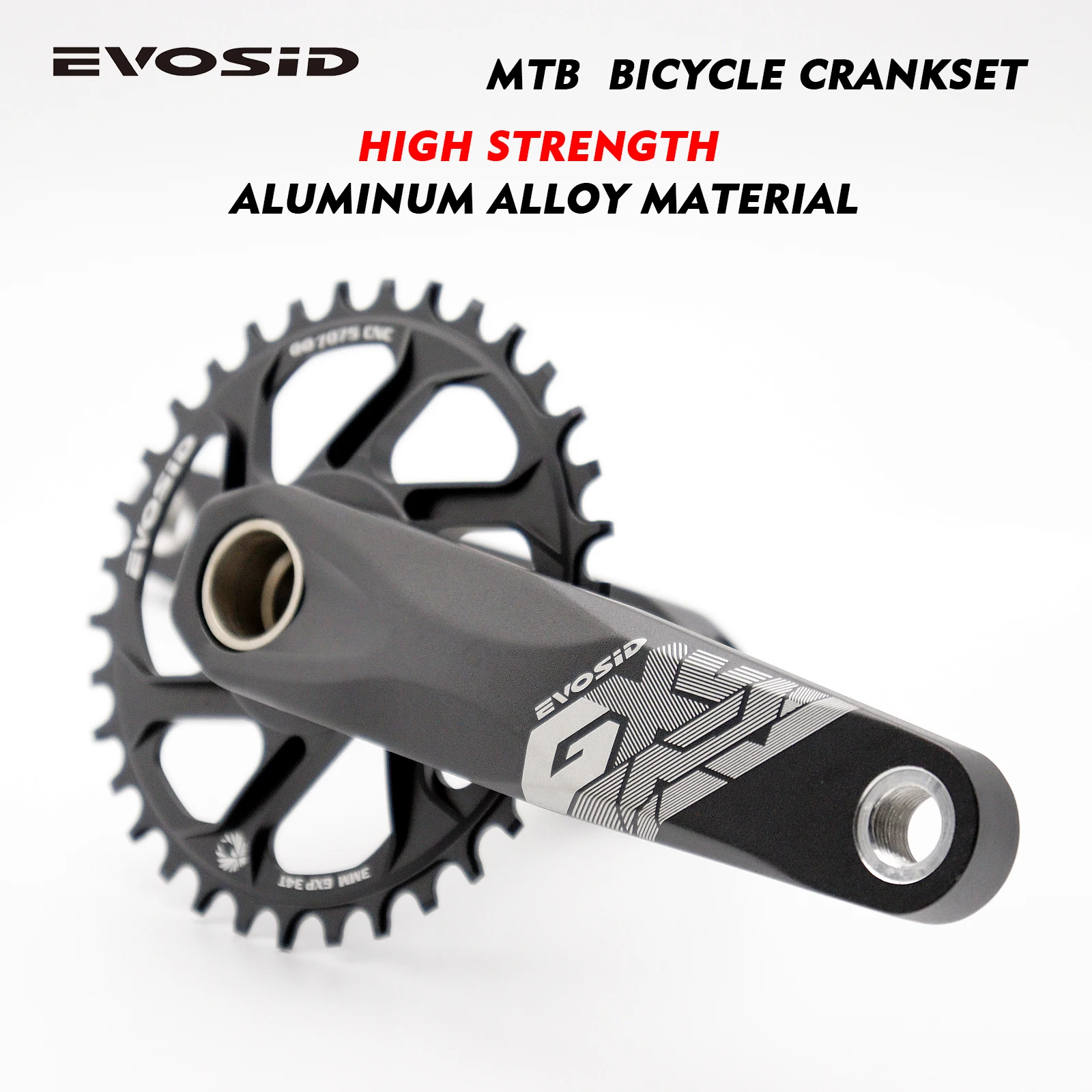 EVOSID GX Bicycle Crankset MTB Bike Crank Chainring 175mm 6 Degree 32T 34T 36T 38T Aluminum Alloy with Bottom