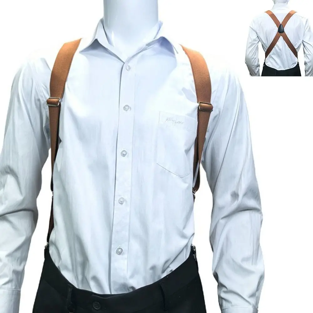Bretelle da uomo resistenti 3.5x120cm con clip, regolabili, altamente elastiche, antiscivolo, con 2 clip per pantaloni, ideali per il business