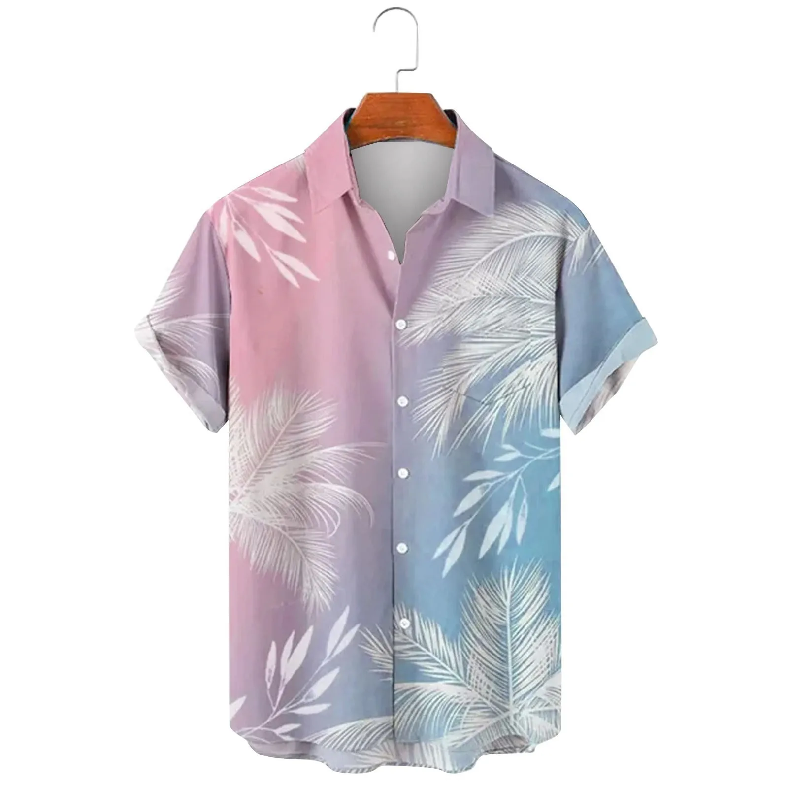 2025 Summer Men's New Short Sleeved Shirt 3D Digital Printed Beach Casual Men's Top