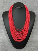 Bohemian fashion handmade beaded multi-layer red beaded women's necklaces seaside vacation jewelry