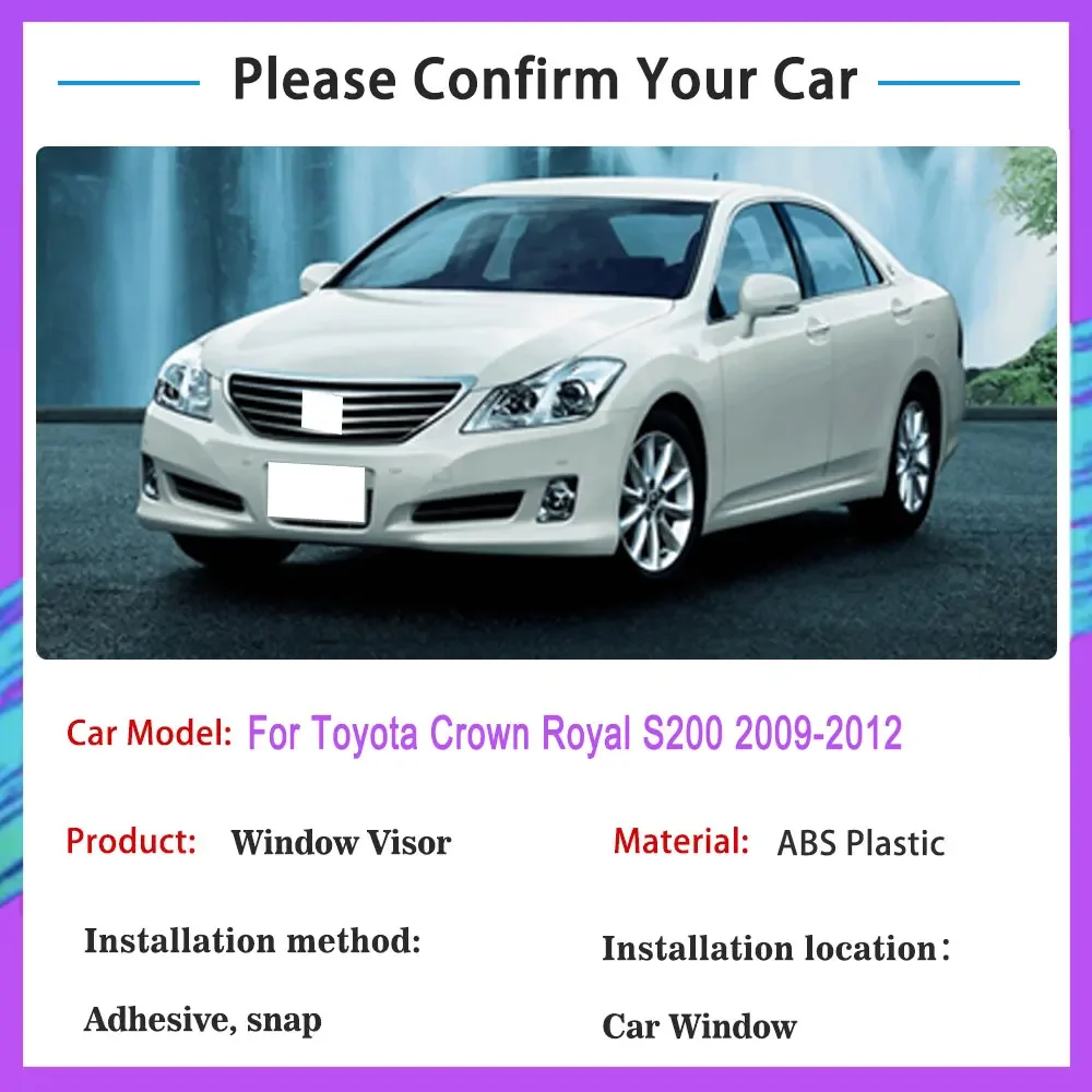 For Toyota Crown Royal S200 2009~2012 Rain Sun Windows Visor Windshield Deflectors Guards Cover Ventilation Vent Visor Accessory