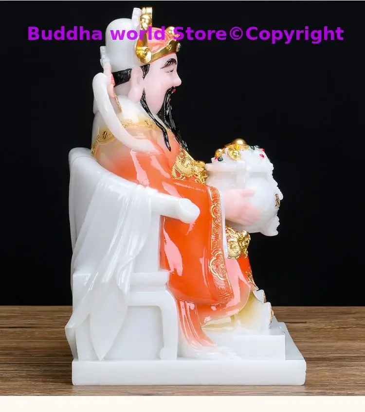 High-grade gilding jade BUDDHA figure HOME shop Prosperity bring money good luck God of wealth Mammon CAI SHEN YE statue