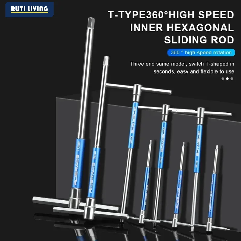 Professional Bicycle Allen Hex Key Wrench Lengthened T-shaped Wrench Hand Sturdy Durable Bike Repair Tool 2/2.5/3/4/5/6/8/10mm