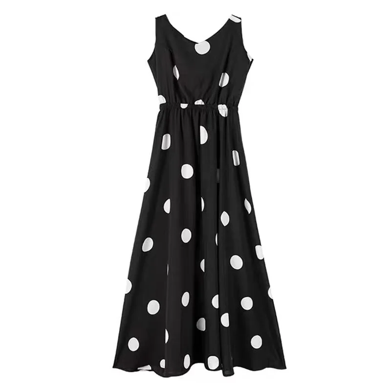 2023 Zomer Jurk Vrouwen Kleding Tops Jarretel T-shirt Polka Dot Chiffon Jurk Vrouw Jurken D62