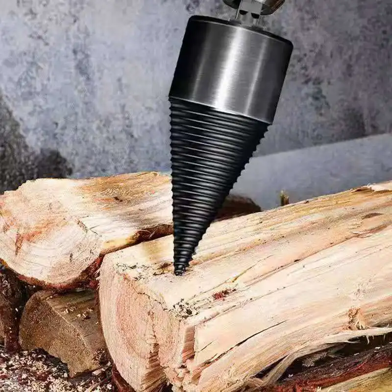 32mm Firewood Splitter Woodworking Fast Wood Splitting Artifact Black Drill Bit Wood Split Cone Drill Bit Tool Hex Shank