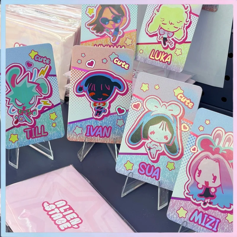 Anime Alien Stage Rabbit Theme Collectible Card Set, Ivtill Character Transparent Clear Cards & Hologram Tickets Collect