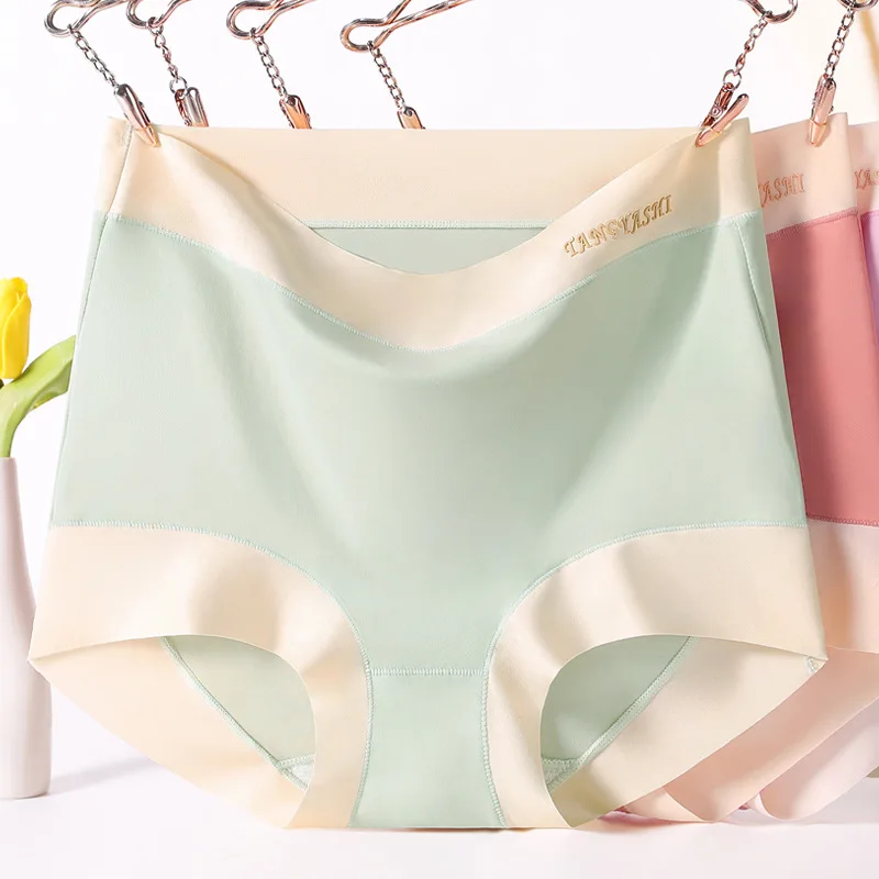 여성용 모달 팬티, 레이디 플러스 사이즈 속옷, 흔적 없는 아이스 실크, 하이 웨이스트 통기성 여성 브리프, 라지 사이즈, 1 개