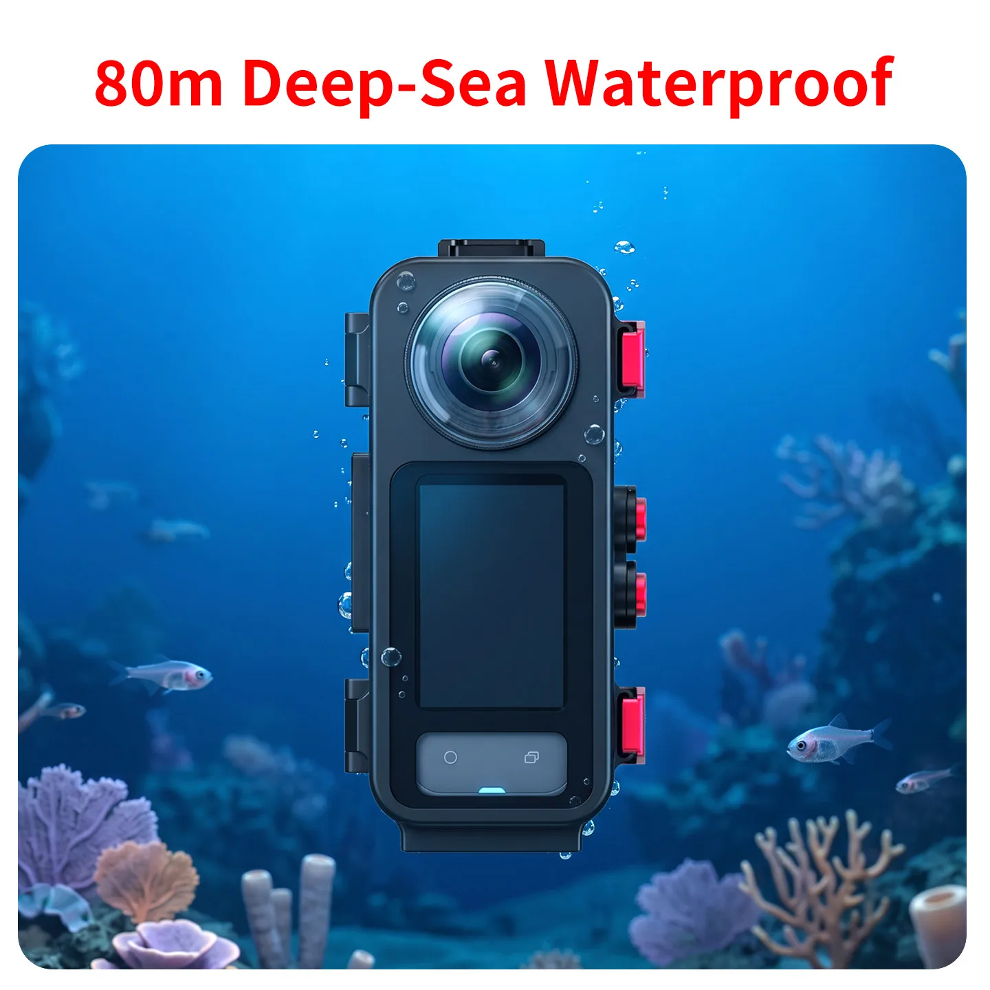 Anti-Fog 60m wasserdichtes Aluminium-Tauchgehäuse für Insta360 X4 X5 Kamera mit Auftriebsstange und Griff zum Tauchen, Surfen und Unterwasseraufnahmen. – Detail 4