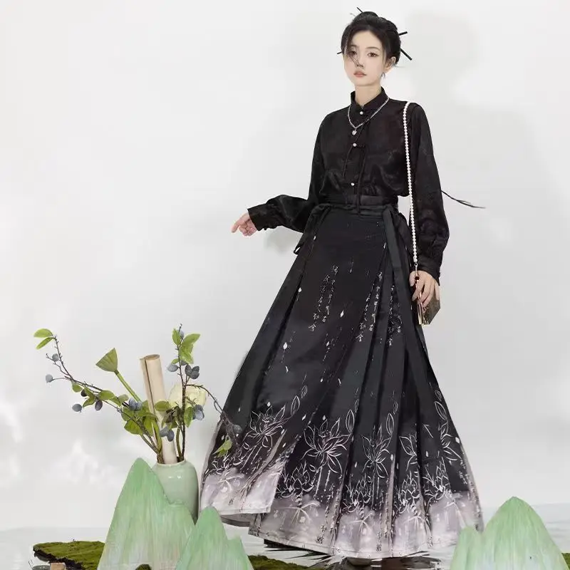 

Оригинальный комплект Hanfu-Династия Мин Mamianqun, современный дизайн, элегантный традиционный костюм для женщин, юбка с китайским конским лицом, наряд