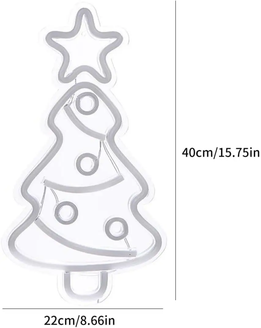 Christmas Tree Shape  Neon Lights ，Adjustable LED lights, USB power supply, suitable for room decoration, gaming rooms, birthday