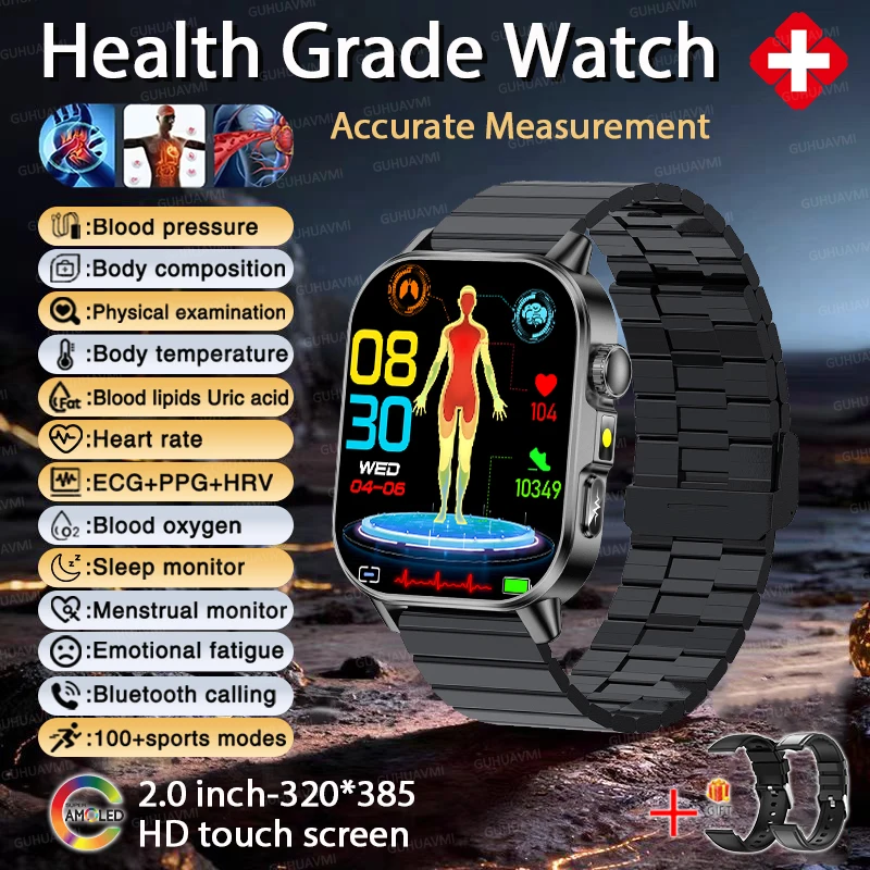 Nursing Grade ECG+PPG Smart Watch for Men, AMOLED Screen