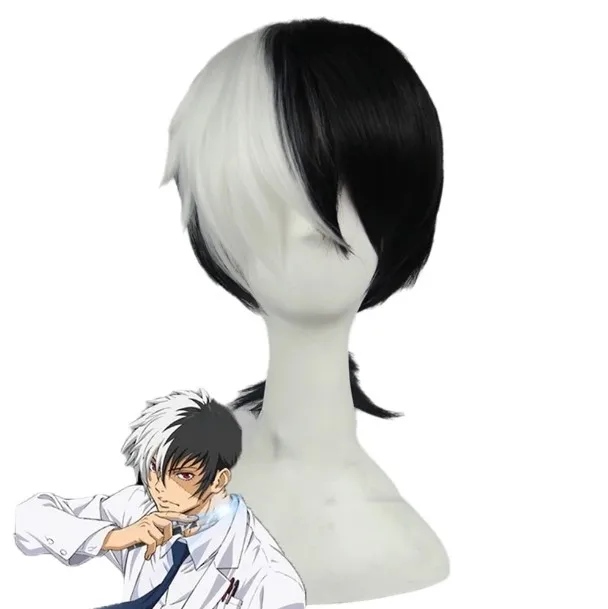

Парик для косплея Young Black Jack, черно-белый хвостик, синтетические волосы, костюм аниме, парики для ролевых игр