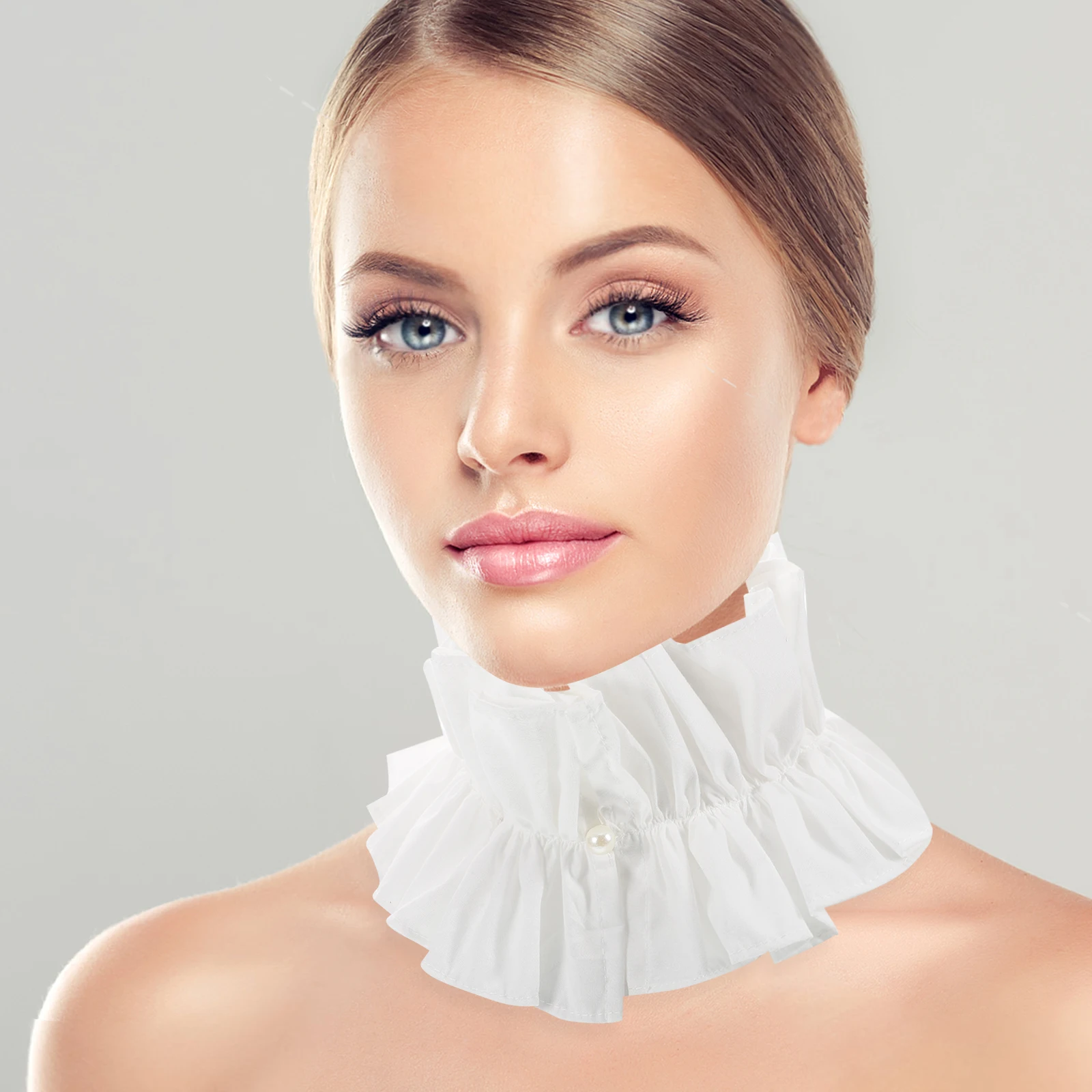 

Elegant White Cotton Ruffle For Detachable Fake Faux Pleated French Style Accessory Versatile Wear Office