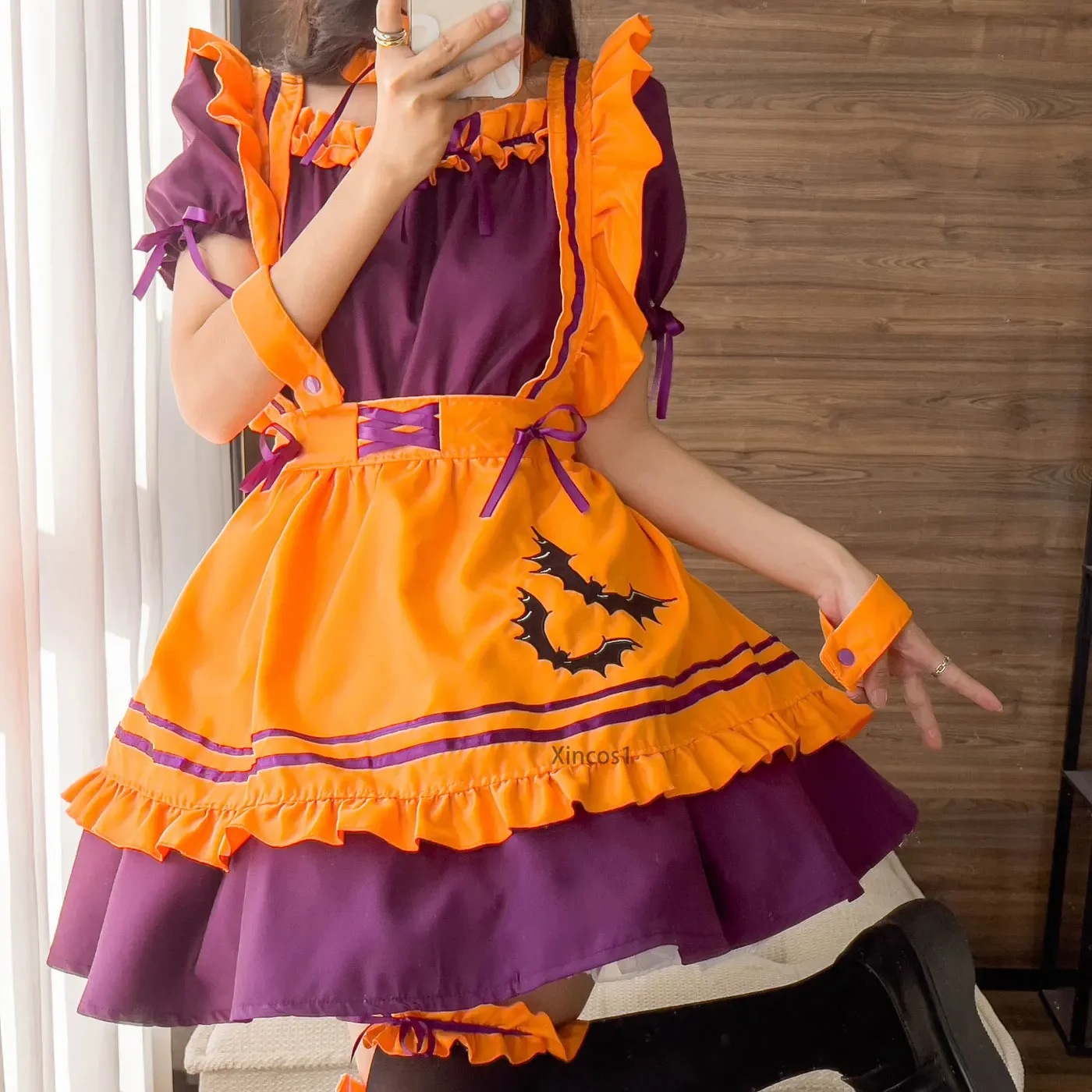 S - 4XL 5XL Plus Size Halloween Maid Cosplay Costumes Pumpkin Suit Womens Maid Role Play Costumes Japanese Lolita Female Dress