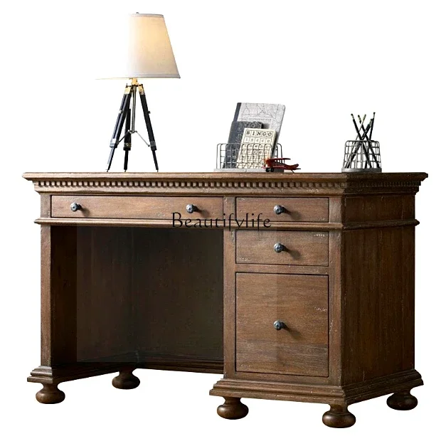 

FG28American country oak old desk, simple European retro solid wood