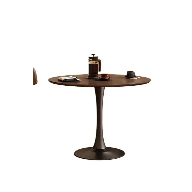 

Retro, walnut color, round, solid wood, small round table, dining table, household, small apartment