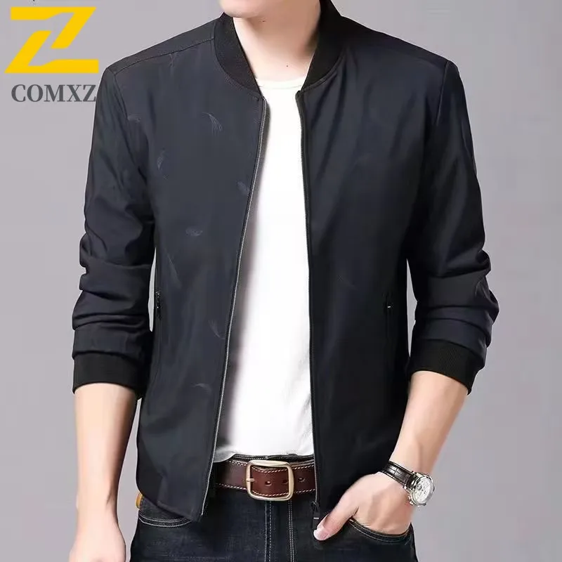 

Men Jacket Autumn New Casual Baseball Collar Short Loose Business Lightweight Jacket Fashion Daily Wear Windproof Trench Coat