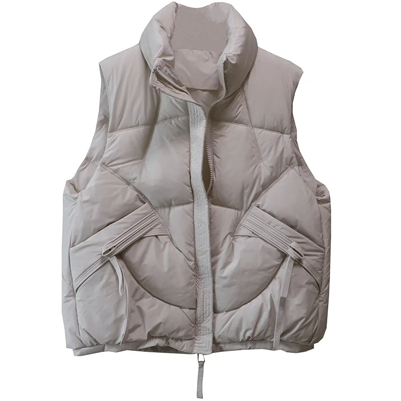 Faionable Vest Top Women's Winter Loose Versatile down Cotton Jaet Zipper Collar Korean Sle Cotton Coat with Large kets