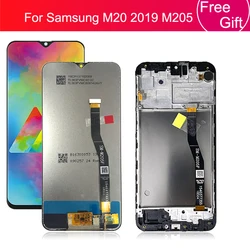 For Samsung Galaxy M20 2019 SM-M205 M205F LCD Display Touch Screen Digitizer Assembly With Frame Replacement m20 Display 6.3