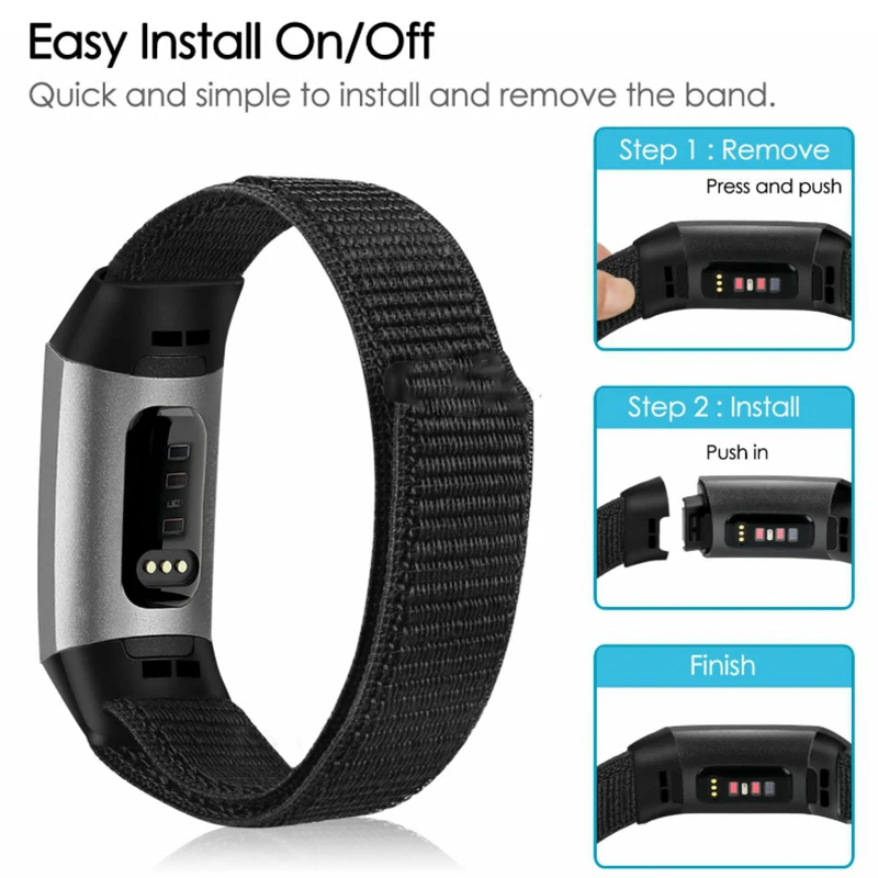 

Nylon Loop Strap For Fitbit Charge 3 4 Smart Watch Band Sport Women Men Bracelet Replace Wristband Charge4 3 SE Correa Accessory