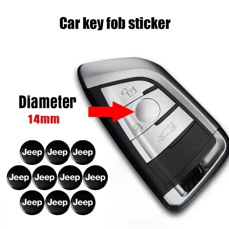 

2/5/10/15 шт. 14 мм автомобильные металлические наклейки с эмблемой, авто дистанционный ключ с логотипом для Jeep Renegade Wrangler Jk Gladiator Compass Grand Cherokee