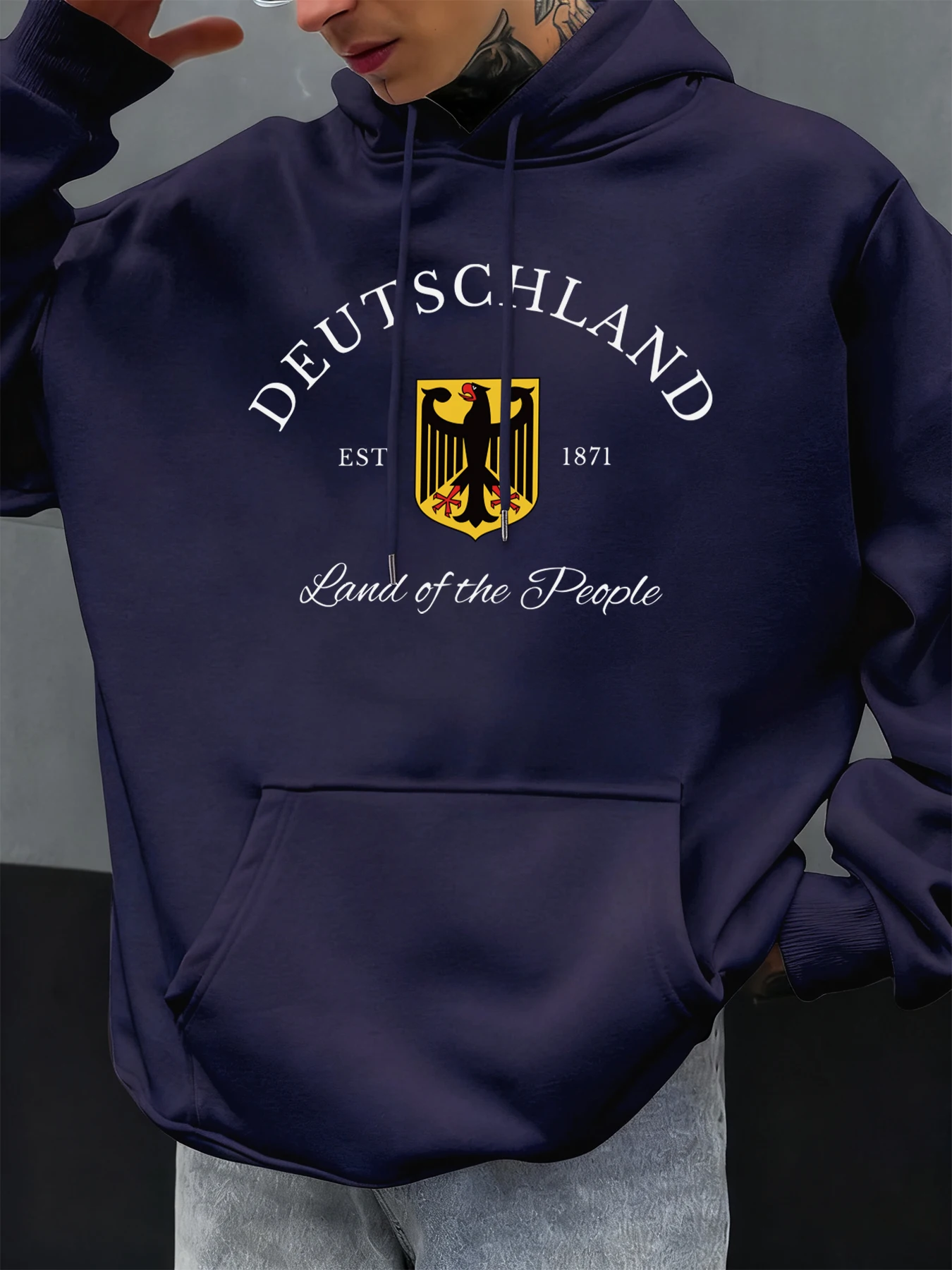 ألمانيا أرض الناس نمط الرجال هوديس جيب العصرية الشارع الشهير كل مباراة الهيب هوب هودي الخريف الصوف ملابس رياضية #3