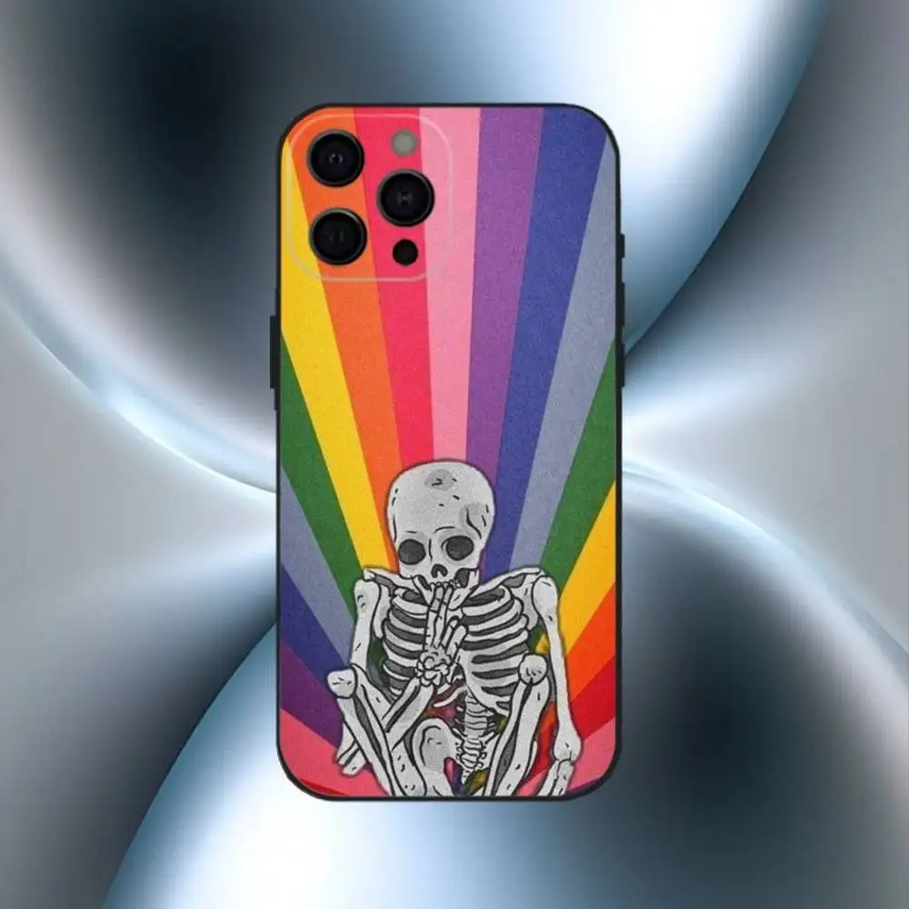 Rainbow Pride Phone Case For iPhone17,16,15,14,13,12,11 Plus,Pro Max Soft Black Cover