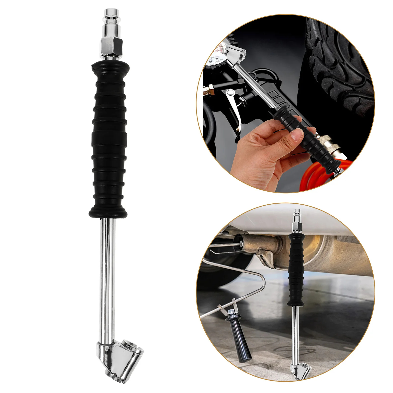 

Car Tire Chuck Inflator Solid Steel Straight Air Chuck Quick Inflation Nozzle Compatible Japanese European Valves Tire Inflator