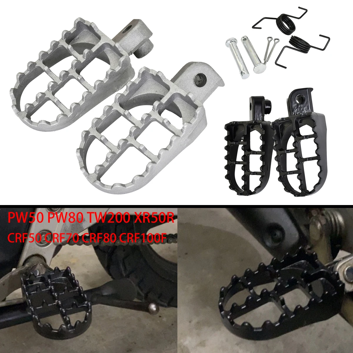 

Aluminium Footpegs Pedals Motorcycle PW50 PW80 TW200 XR50R CRF50 CRF70 CRF80 CRF100F Dirt Bike Foot Pegs For Pit Dirt Motor Bike