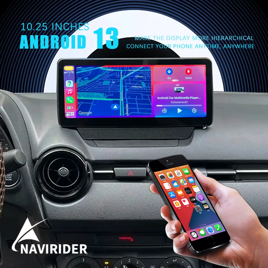 

NaviRider 10.25 Inch Screen Android 13 For Mazda CX-3 CX3 Mazda 2 2014-2024 Car Video Multimedia DSP Stereo Navig GPS 8+256G ROM